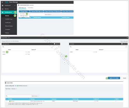 Figure 2. Switching device to CLI mode via vManage