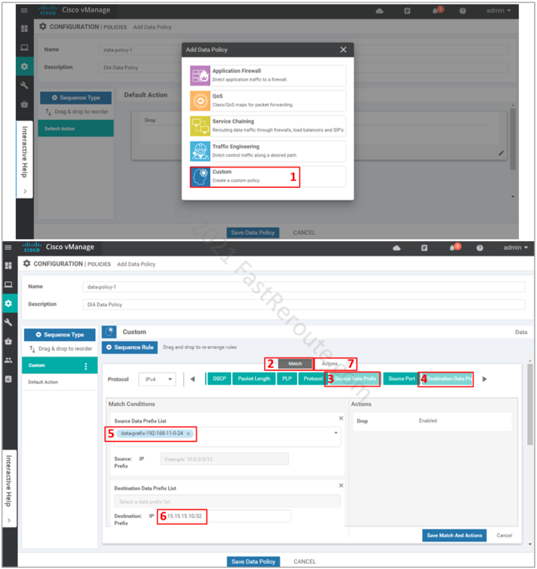 Figure 10. Add a new custom rule to the policy and define match conditions