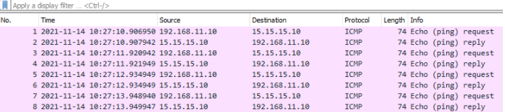 Figure 7. Display Captured Packets in Wireshark