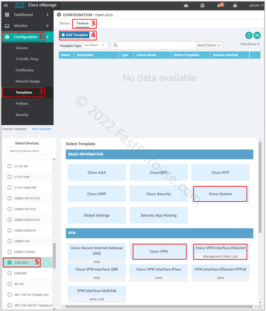 Figure 2. Add new feature template