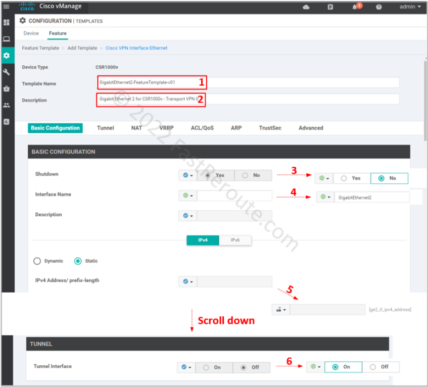 Figure 5. Transport interface template configuration
