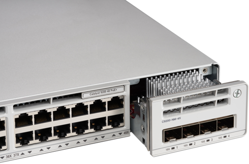 Figure 1. Cisco Catalyst 9200 switch with 4x 10GE SFP module.