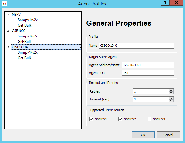 Figure 3. SnmpB Agent Profile General Settings
