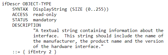 Figure 5. SNMP Interface Description Object