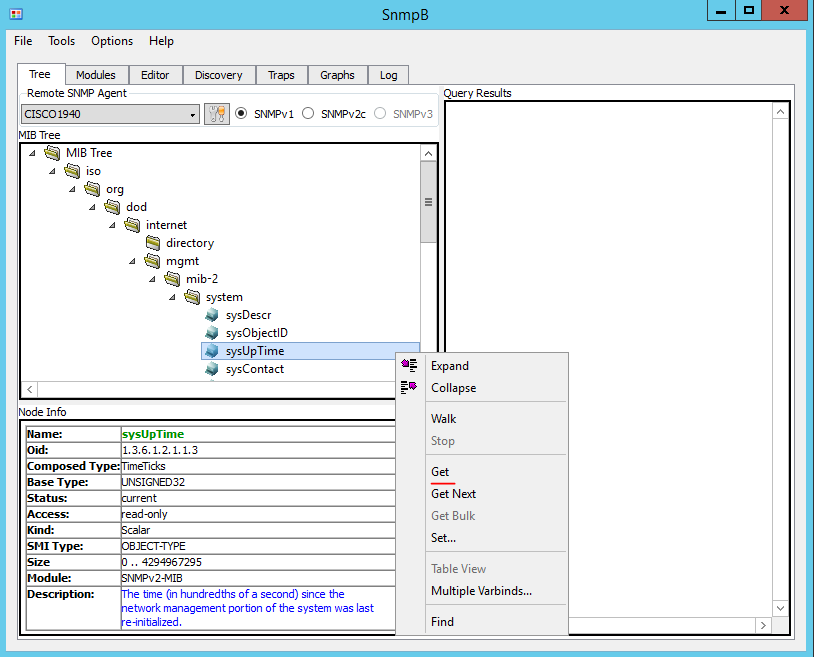 Figure 6. Get Request for sysUpTime