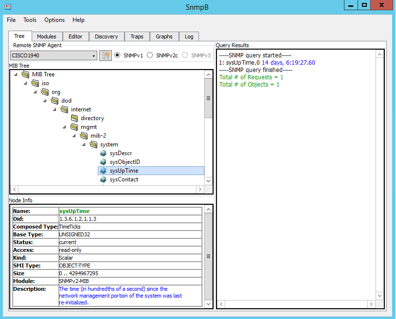 Figure 7. Reply for sysUpTime (Cisco 1940)
