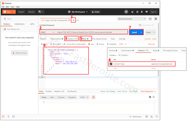Figure 7. Postman – Create an Interface with HTTP POST