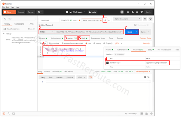 Figure 9. Postman – Updating Interface Description using HTTP PATCH