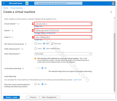 Figure 11. Create an Azure Virtual Machine – Networking