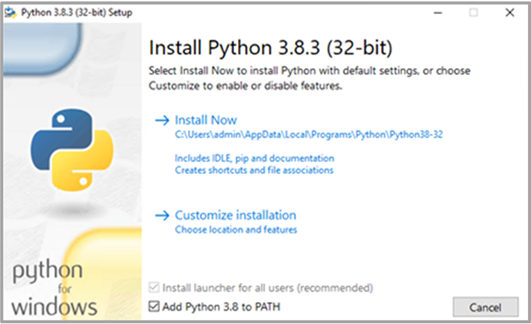 Figure 1. Python Installation Options