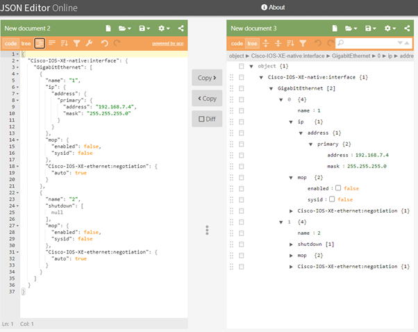 Figure 3. JSON Editor Online