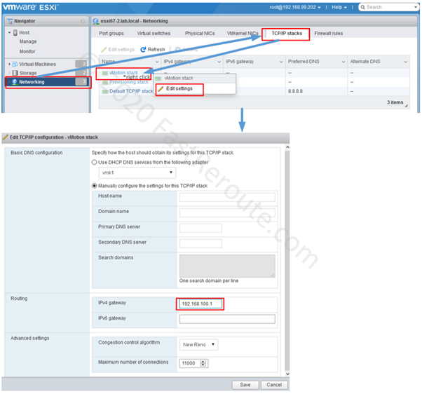 Figure 10. ESXi Host – Configure TCP/IP Stack