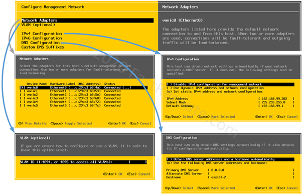 Figure 5. ESXi Console Management Network Configuration Options