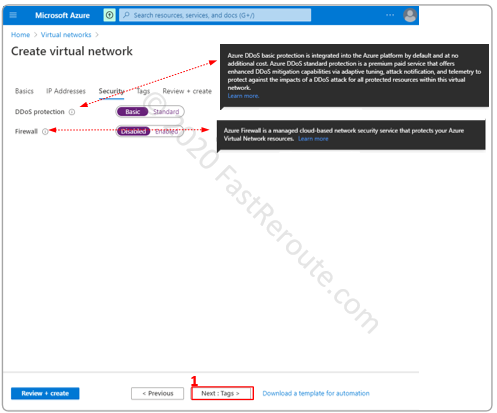 Figure 5. Create an Azure Virtual Network Wizard – Security