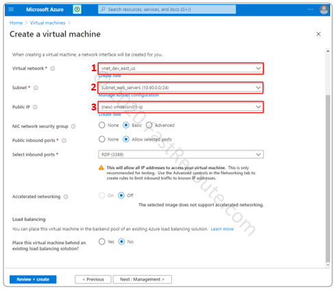 Figure 11. Create an Azure Virtual Machine - Networking