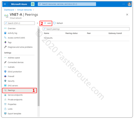 Figure 2. VNet Peering List