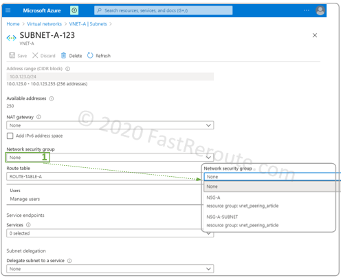 Figure 10. Set NSG via Subnet Properties