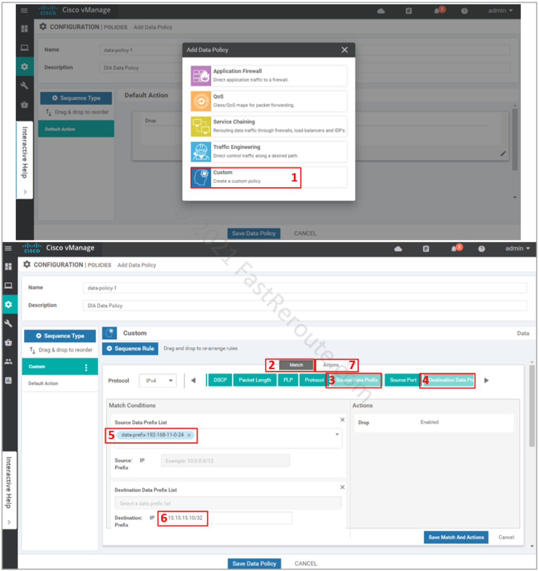 Figure 10. Add new custom rule to the policy and define match conditions