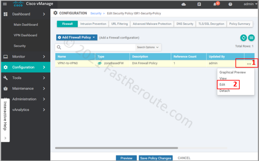 Figure 14. Edit existing firewall policy