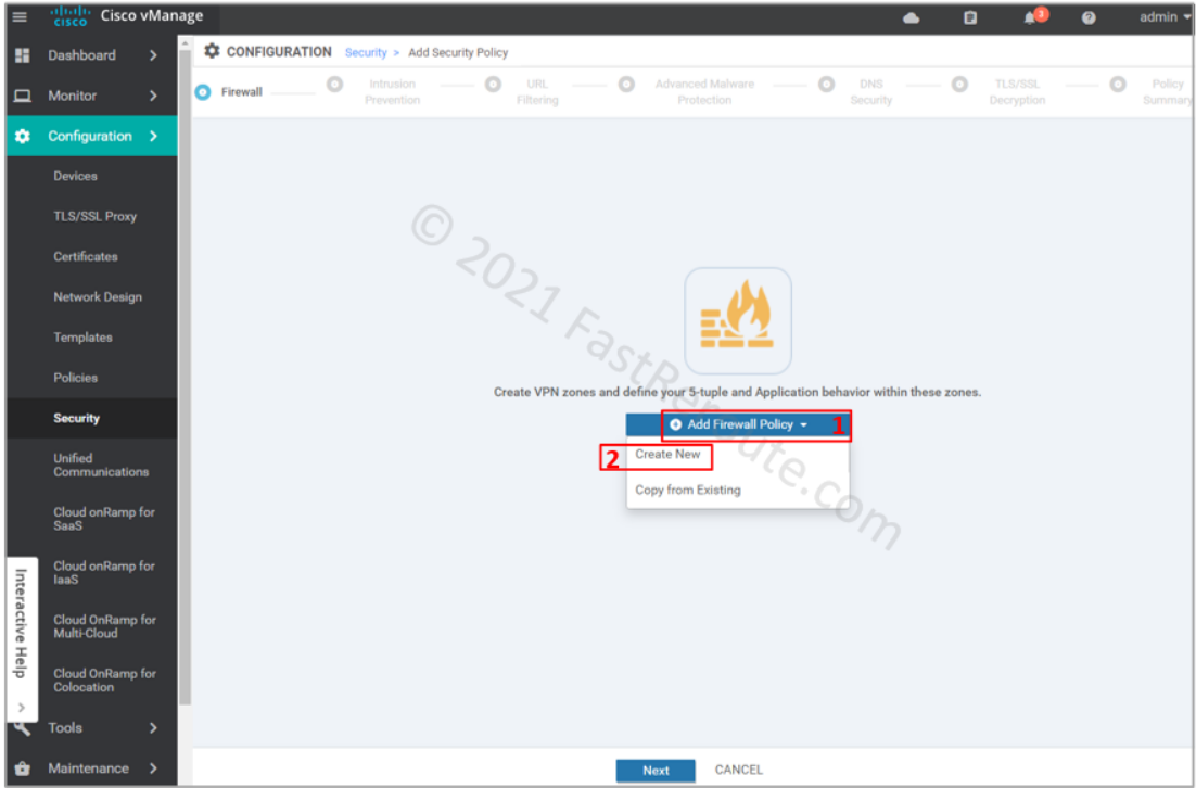 Figure 3. Add New Firewall Policy