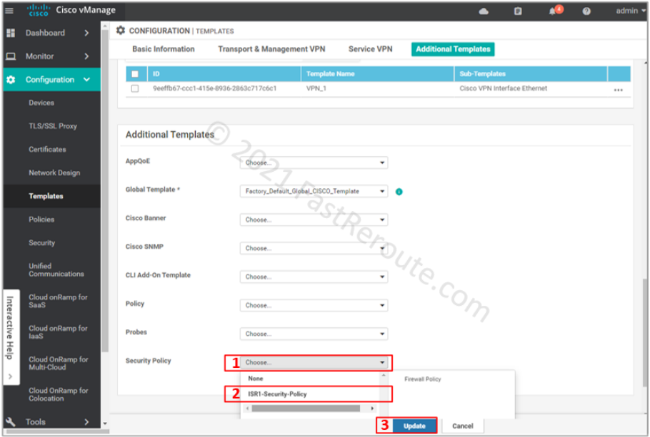 Figure 10. Apply Security Policy to Template 